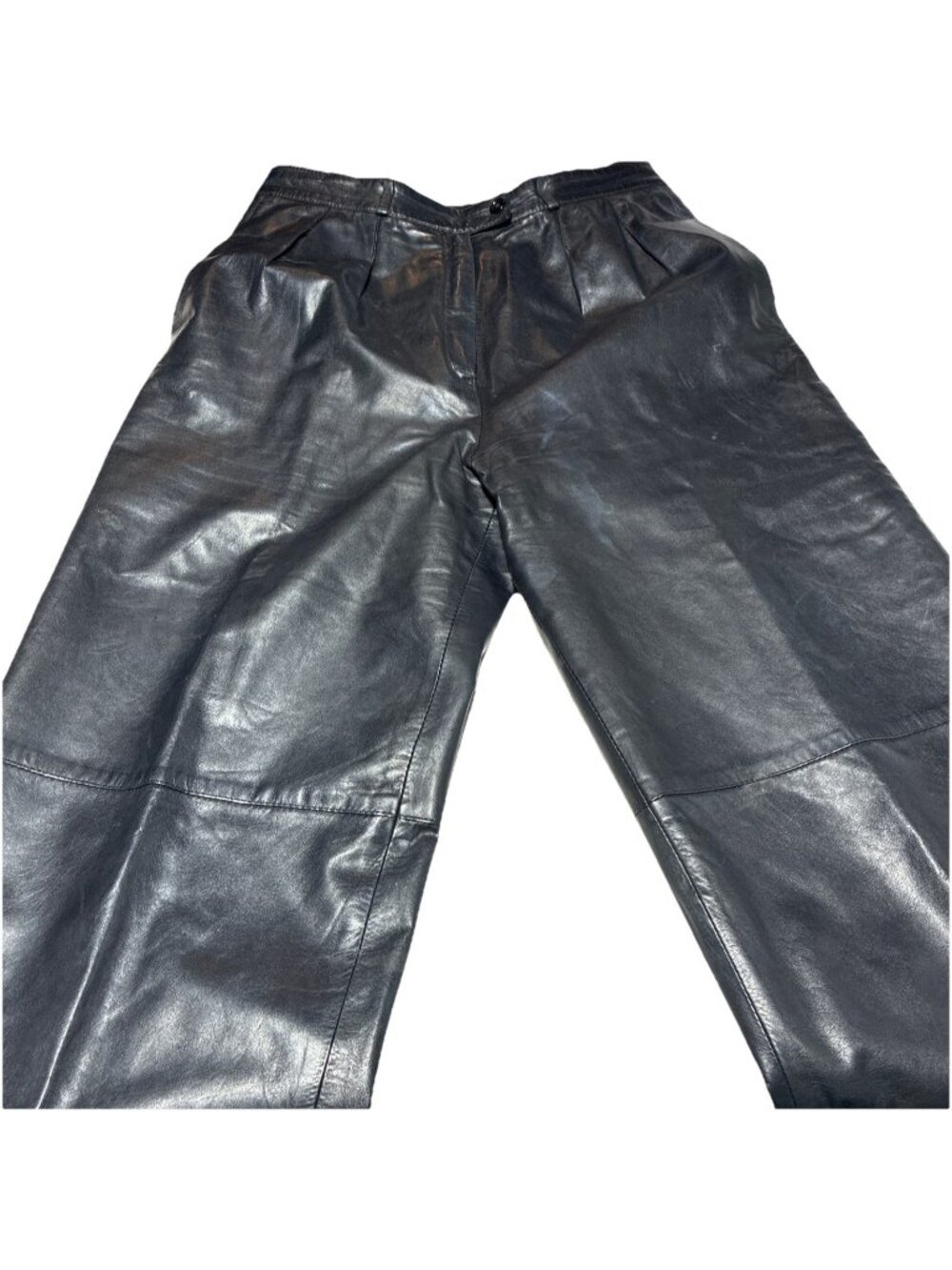 Vtg Kenar 100% Leather Pants Womens 12 Black Y2K Skater Wide Leg Unhemmed NWOT